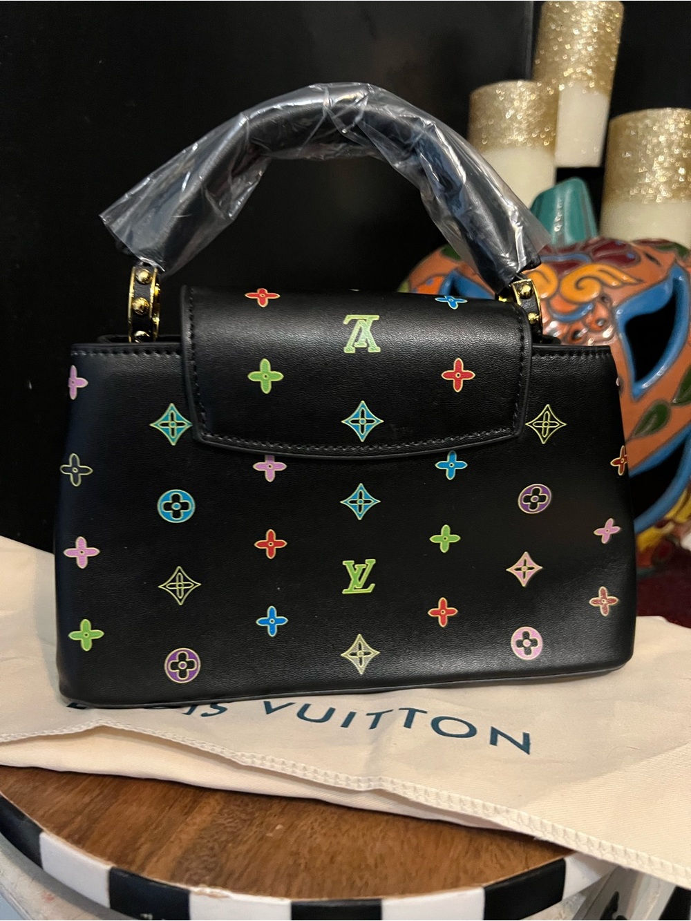 Black Multi color fashion designer tote/shoulder bag-NWOT - Picture 10 of 14